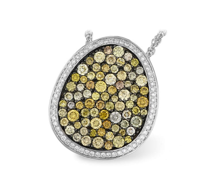 natural multi-color diamond pendant necklace white gold with Natural diamonds.