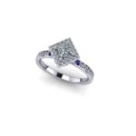 Dennis Custom Diamond engagement ring with Sq Halo corner points NESW Render