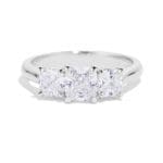 Cushion Cut Diamond trio 3 diamond ring Platinum