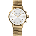 Kronaby Carat #S0716-1: 38MM, White Dial, Gold Mesh Bracelet #280030 smartwatch watch front