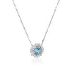 Aquamarine and Diamond necklace side view