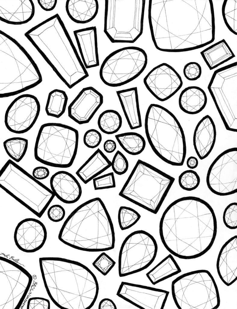 Gemstone Shapes Coloring Page