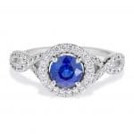 sapphire and diamond halo ring