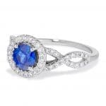 Sapphire and Diamond Halo Ring
