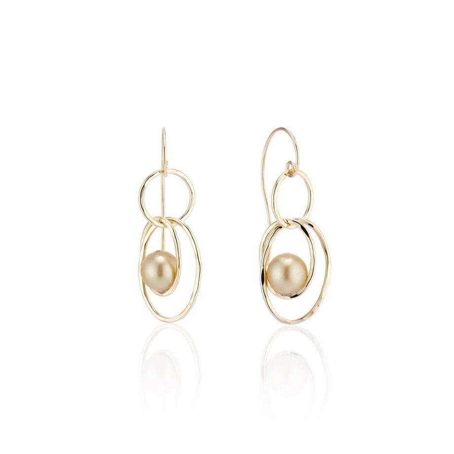 golden pearl dangle earrings