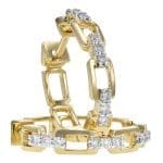 Open Link Hoops with Diamonds