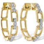 Open Link Hoops with Diamonds