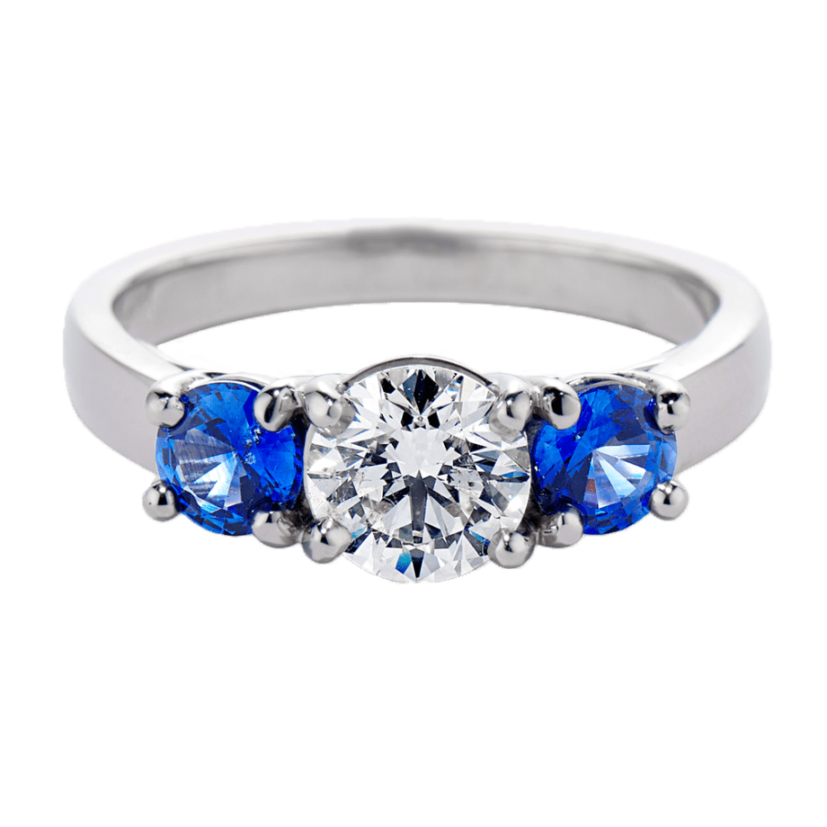 010539 - Three Stone Diamond And Sapphire Ring Platinum