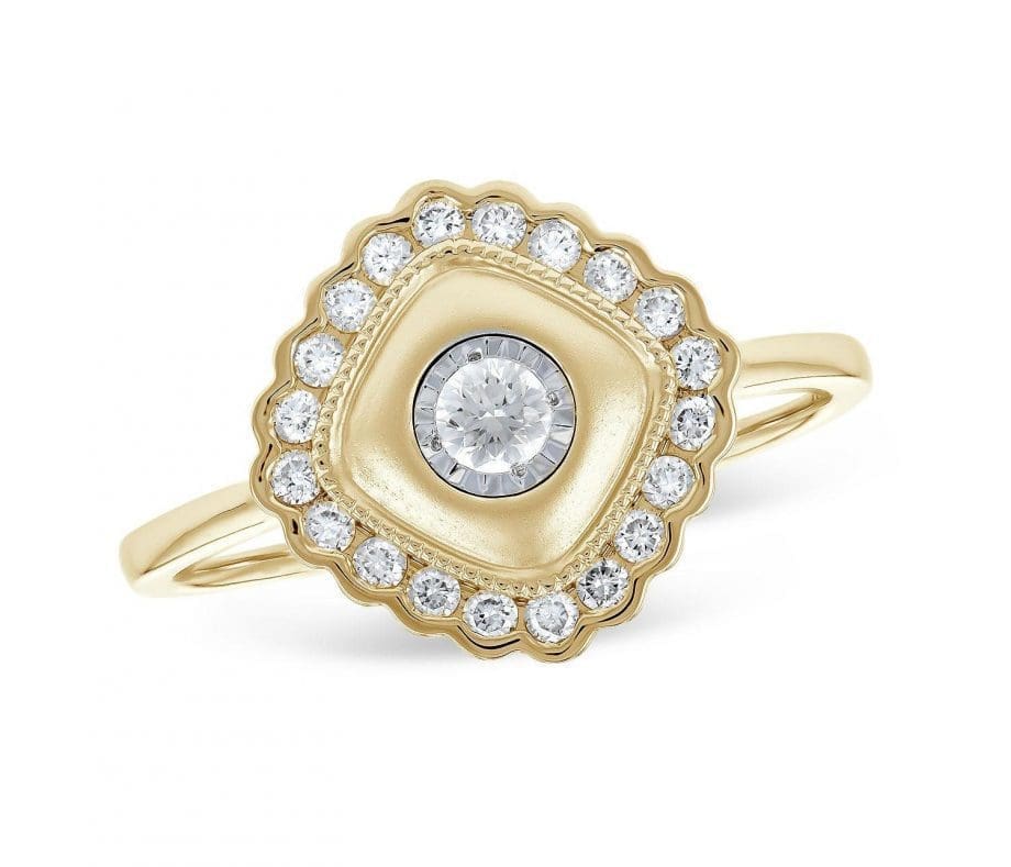 020302 - Diamond Frame Ring in Yellow Gold