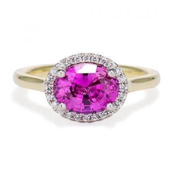 hot pink sapphire two tone ring 120693