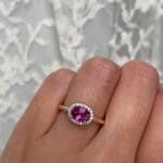 Oval Pink Sapphire Halo Ring