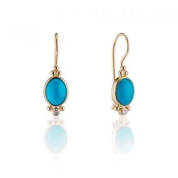 393781 Turquoise and Gold Dangle Earrings