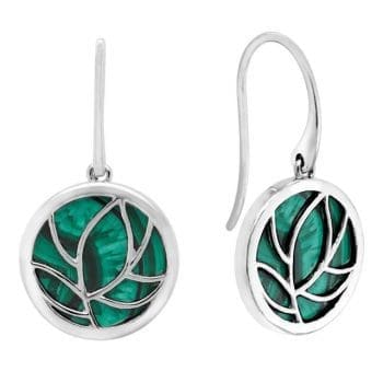 265716 - SE01QSK - Round Dangle Malachite Earrings