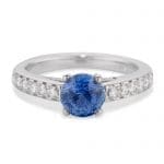 120725 Concave Cut Sapphire and Diamond Ring