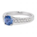120725 Concave Cut Sapphire and Diamond Ring