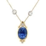 Handmade Sapphire and Gold Pendant