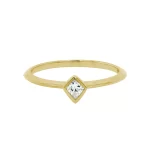 Kite shape diamond ring in 14k yellow gold