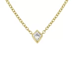 kite shaped diamond bezel necklace 14k yellow gold