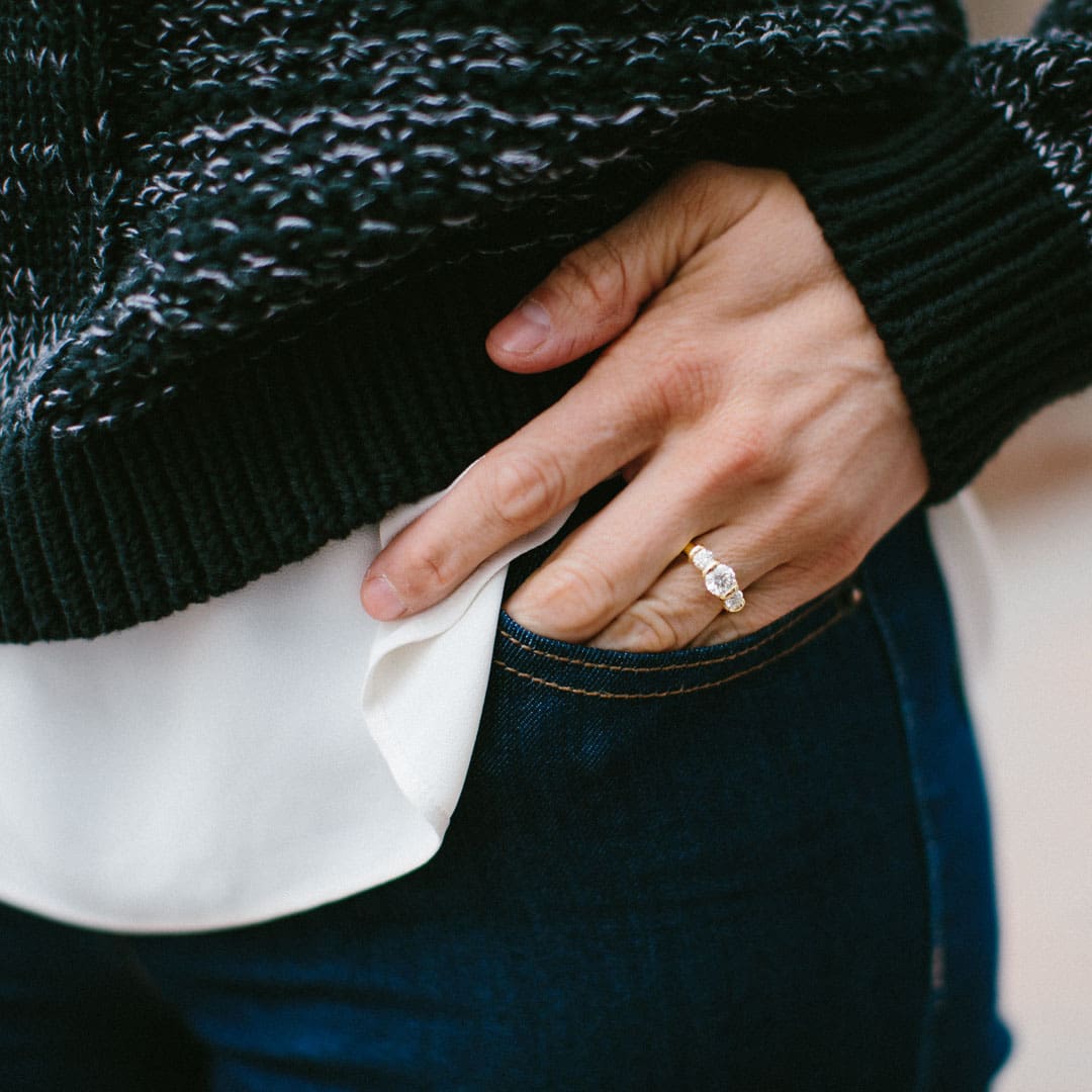 Ridge Ring - All yellow and diamonds on a hand.