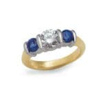 Ridge Ring - Two-tone diamond and blue sapphires.