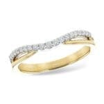 Contoured Diamond Wedding band - two-tone 14k yellow gold with white gold
