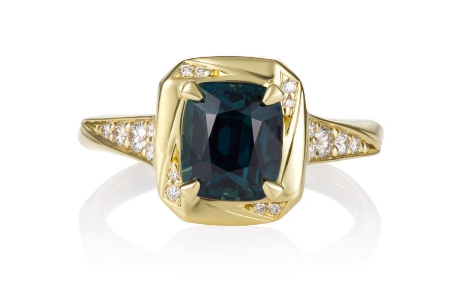 teal sapphire and diamond ring N0CUSTOM-SM18K