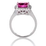 Bright Pink Tourmaline and Diamond Ring WG Tourm Halo Ring