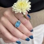 Contemporary London Blue Topaz Halo Ring