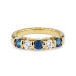 RDG-R-18Y-S/D Diamond and Sapphire Ridge Ring band.