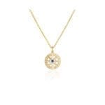 Compass Rose Pendant with Sapphire in Yellow Gold C-16-P-14Y-1S