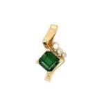 Green Toumaline and Diamond Pendant 14k yellow gold