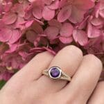 Maine Amethyst and Diamond ring 18k yellow gold