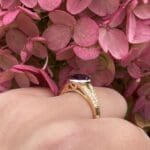 Maine Amethyst and Diamond ring 18k yellow gold