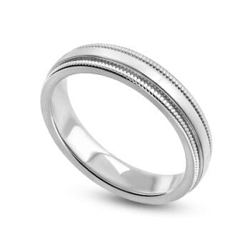 3mm platinum milgrain wedding band with ezfit made from repurposed and recycled platinum.