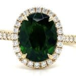 Chrome Diopside And Diamond Ring 14k yellow gold