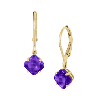 00708-LEAM - Checkerboard Cut Amethyst Earrings