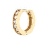 Diamond 10mm Huggie Hoops 14k yellow gold side view