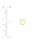 Diamond 10mm Huggie Hoops 14k yellow gold with ruler for scale