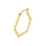 Honeycomb Hoops - Contemporary Hexagonal Earrings 14k yellow gold clasp view