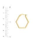 Honeycomb Hoops - Contemporary Hexagonal Earrings14k yellow gold with ruler for scale