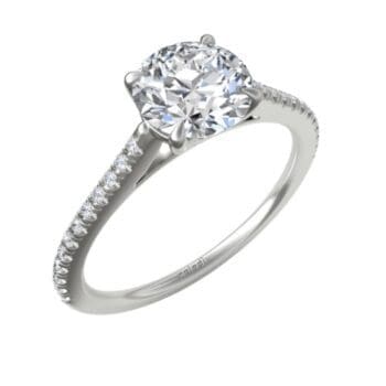 "Effie" Diamond Engagement Ring in white gold with a diamond shank.