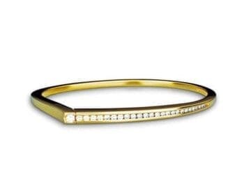 Yellow gold diamond hinged bangle bracelet