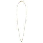 Diamond Solitaire Bezel Necklace - 18k Yellow gold with a .10ct round brilliant diamond on a 16 inch cable chain that is 1.3mm.