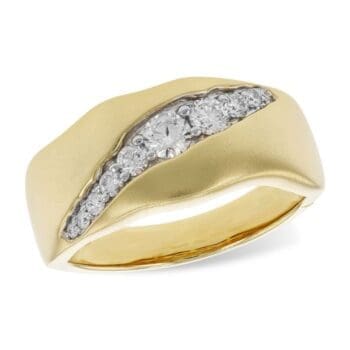 Diamond Ring With Matte Finish & Organic Lines- 14K Yellow Gold