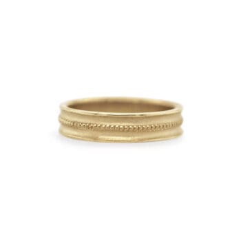 400-6 Handmade Beaded Gold Wedding Band