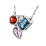 Garnet, Diamond, Topaz, Amethyst Pendant Necklace