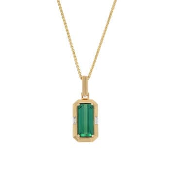 Maine Green Tourmaline and Diamond Pendant