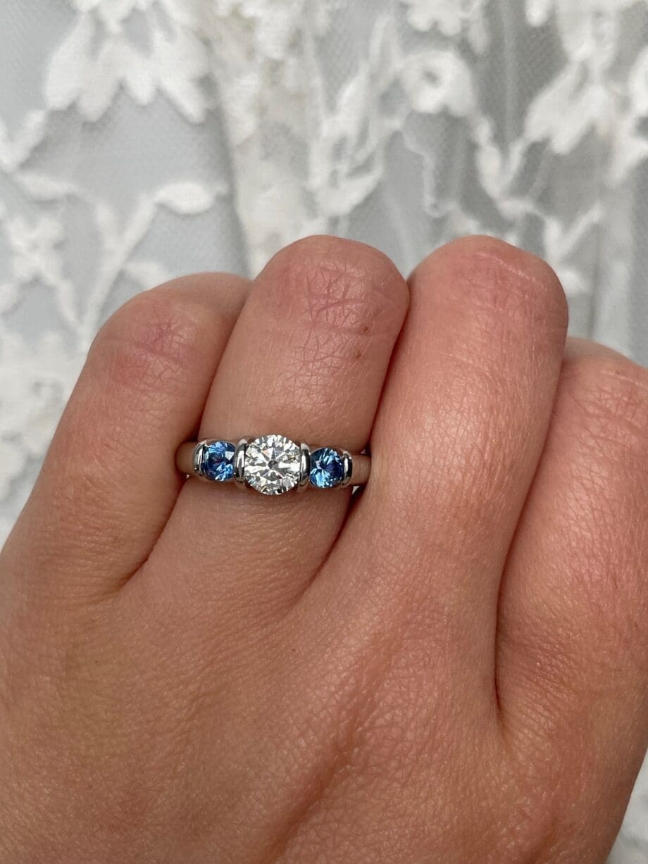 Sapphire and Diamond Ridge Ring