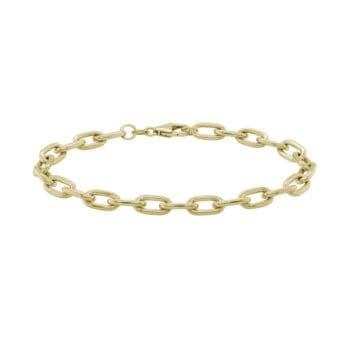 14K Yellow Gold Solid Oval Link Bracelet. 5.4mm, with Lobster Clasp, Weighs 11.83g, 7 inches long GBE21VI