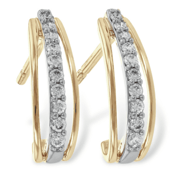 E1536 Two Tone Diamond Hoops